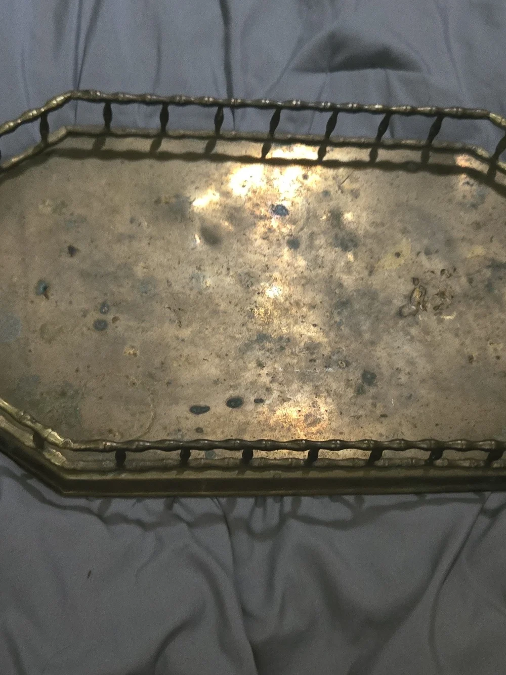 Hollywood Regency Gatco Brass-Tone Decorative Vanity Tray